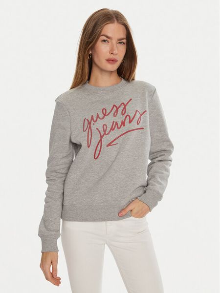 Guess Bluza W4BQ17 KC811 Szary Regular Fit. Szare bluzy damskie Guess, l, z aplikacjami, z bawełny, bez kaptura. Za 199.99 zł.