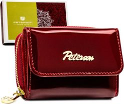 Peterson Peterson Mały Portfel Damski RFID Czerwony Lakierowany Minimalizm BC-423229. Czerwone portfele damskie Peterson, bez wzorów, z lakierowanej skóry. Za 59.99 zł.