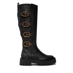 Kozaki Kurt Geiger. Czarne kozaki damskie Kurt Geiger, bez obcasa, na płaskiej podeszwie. Za 2,939.00 zł.