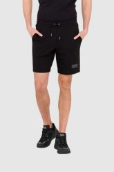 EA7 Krótkie czarne spodenki męskie z naszywką. Czarne szorty męskie EA7 Emporio Armani, m, z aplikacjami, z poliesteru. W wyprzedaży za 329.99 zł.