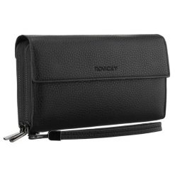 Czarna saszetka męska ze skóry ekologicznej idealna na dokumenty - Rovicky. Czarne saszetki męskie ROVICKY, ze skóry ekologicznej. Za 59.99 zł.