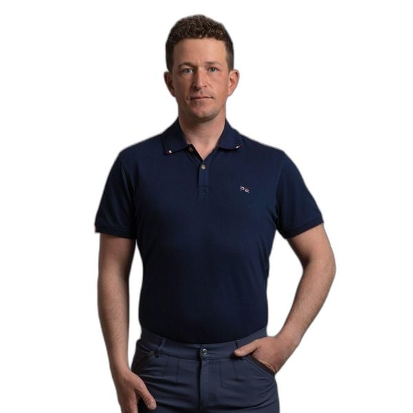 Koszulka polo do jazdy konnej Premier Equine Respiro. Niebieskie koszule męskie PREMIER EQUINE, bez wzorów, eleganckie, bez ramiączek. Za 280.50 zł.