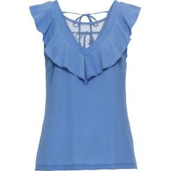 Top z ozdobnymi paskami z tyłu bonprix błękitny. Topy damskie marki bonprix. Za 44.99 zł.