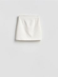 Spódnica mini - złamana biel. Spódnice damskie Reserved, l, bez wzorów, z tkaniny, mini, trapezowe. Za 109.99 zł.