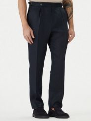 BOSS Spodnie materiałowe H-Perino 50563231 Granatowy Relaxed Fit. Niebieskie spodnie materiałowe męskie Boss, m, bez wzorów, ze lnu. Za 999.99 zł.