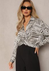 Beżowo-Czarna Koszula o Luźnym Fasonie w Etno Wzór Goliana. Brązowe bluzki damskie Renee, l, bez wzorów, etno, bez kołnierzyka, bez ramiączek. Za 79.99 zł.