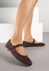 Brązowe Balerinki Vices z Paskiem i Skórzaną Wkładką Nalirise. Brązowe baleriny damskie Born2be, bez wzorów, z jeansu, eleganckie, bez obcasa. Za 54.99 zł.