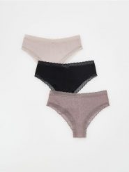 Bawełniane majtki typu szorty 3 pack - brązowy. Brązowe szorty damskie Reserved, l, bez wzorów, z bawełny. Za 59.99 zł.