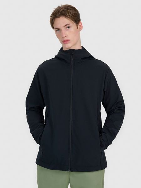 4F Kurtka softshell wiatroodporna membrana 5000 męska - czarna 3XL. Czarne kurtki męskie 4f, m, bez wzorów, z dzianiny, klasyczne, z kapturem. Za 299.99 zł.