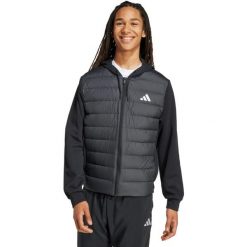Kurtka męska adidas Essentials Climawarm Hybrid Down Hooded. Czarne kurtki męskie Adidas, m, bez wzorów, z materiału, na fitness i siłownię, climawarm (adidas). Za 398.99 zł.
