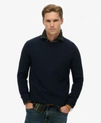 Superdry Lekki sweter z teksturowanej bawełny Eclipse Navy Twist. Niebieskie swetry przez głowę męskie Superdry., m, z aplikacjami, z bawełny, bez kołnierzyka. Za 352.05 zł.