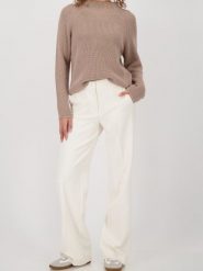 Monari Sweter z dzianiny - Verona Kobiety Prążki beżowy, 38. Brązowe swetry damskie Monari, bez wzorów, z bawełny, eleganckie, bez kołnierzyka, bez ramiączek, bez kaptura. Za 279.95 zł.