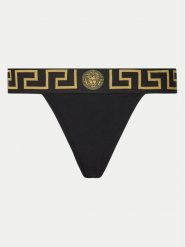 Versace Stringi AUD01042 1A10011 Czarny. Czarne stringi damskie Versace, bez wzorów, z bawełny. Za 239.99 zł.