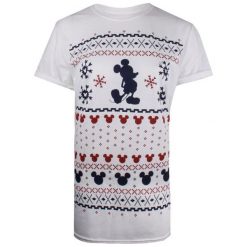 Christmas T-Shirt Damska Koszulka Mickey Fairisle M Biały. Białe bluzki damskie Christmas T-Shirt, z motywem z bajki. Za 65.00 zł.