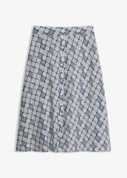Rozkloszowana spódnica z wiskozy. Niebieskie spódnice damskie bonprix, bez wzorów, z wiskozy, eleganckie, rozkloszowane. Za 47.99 zł.