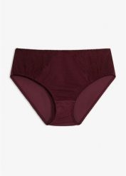 Figi maxi z koronką w graficzny wzór. Fioletowe figi damskie bonprix, bez wzorów, z koronki. Za 39.99 zł.