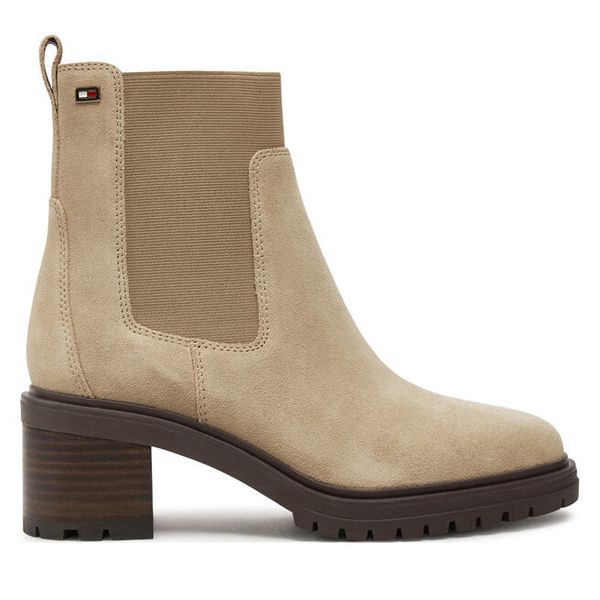 Sztyblety Tommy Hilfiger. Brązowe botki damskie Tommy Hilfiger, bez obcasa, na słupku, bez zapięcia. Za 669.99 zł.