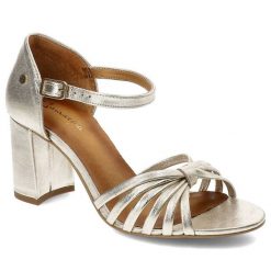 Złote Sandały Maciejka Eleganckie Skórzane Buty. Żółte klapki damskie Maciejka, bez wzorów, ze skóry, eleganckie, bez obcasa, na obcasie. Za 309.00 zł.