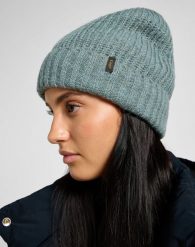 DAMSKA CZAPKA LEE RIBBED KNITTED BEANIE MUTED SAGE 112358903. Czapki i kapelusze damskie Lee, bez wzorów. Za 89.99 zł.