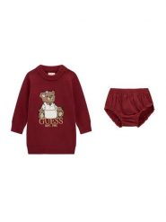 Guess Sukienka dzianinowa A6BK06 Z1316 Bordowy Regular Fit. Czerwone sukienki dla dziewczynek Guess, z aplikacjami, z dzianiny, bez ramiączek. Za 214.99 zł.