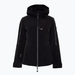 Kurtka narciarska damska EA7 Emporio Armani Ski Cortina Logo Toray. Czarne kurtki snowboardowe damskie EA7 Emporio Armani, l, bez wzorów, z elastanu, bez kaptura, narciarskie, Dermizax. Za 1,999.00 zł.