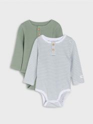 Bawełniane body 2 pack - green spruce. Zielone body niemowlęce Sinsay, bez wzorów, z bawełny, bez ramiączek. W wyprzedaży za 14.99 zł.