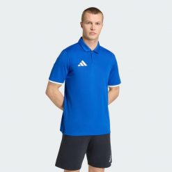 Koszulka męska adidas Entrada 26 Polo. Niebieskie koszulki polo męskie Adidas, m, bez wzorów, z poliesteru, bez kołnierzyka, bez ramiączek, na fitness i siłownię, climacool (adidas). Za 78.99 zł.