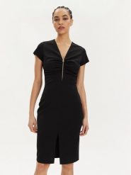 Rinascimento Sukienka koktajlowa CFC0117728003 Czarny Slim Fit. Czarne sukienki damskie Rinascimento, xs, bez wzorów, z syntetyku, wizytowe, bez kołnierzyka, bez ramiączek. Za 259.99 zł.
