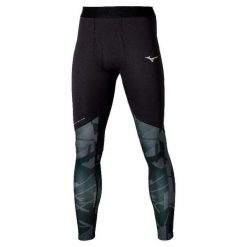 Legginsy Mizuno Virtual. Czarne legginsy sportowe męskie Mizuno, m, bez wzorów, z materiału, do biegania. Za 298.55 zł.