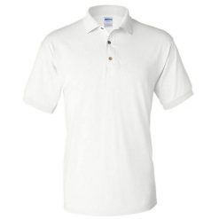 Męska Koszulka Polo Jersey DryBlend. Białe koszulki polo męskie Gildan, m, bez wzorów, z jersey, bez ramiączek. Za 46.99 zł.