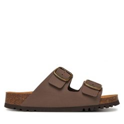 Klapki Scholl. Brązowe klapki damskie Scholl, bez wzorów, bez obcasa. Za 199.99 zł.