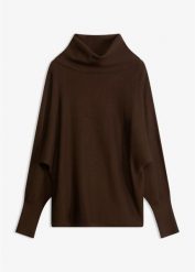 Sweter z golfem z mieszanki wiskozy. Czerwone swetry damskie bonprix, bez wzorów, z wiskozy, eleganckie, bez kołnierzyka, bez ramiączek, bez kaptura. Za 124.99 zł.
