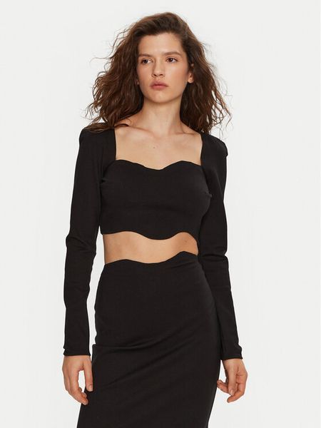 STAUD Bluzka Corde R24P1122PT Czarny Slim Fit. Czarne bluzki damskie STAUD, s, bez wzorów, z wiskozy, bez kołnierzyka, bez ramiączek. Za 659.99 zł.