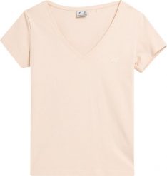 4f Koszulka damska 4F F0941 kremowa 4FAW23TTSHF0941 12S M. Białe t-shirty damskie 4f, m, bez wzorów, bez kołnierzyka. Za 57.91 zł.