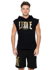 Męska złota bluza bez rękawów z kapturem. Czarne bluzy męskie LEONE 1947 APPAREL, m, bez wzorów, z kapturem, na fitness i siłownię. Za 265.23 zł.