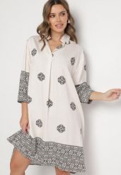 Beżowa Wiskozowa Sukienka Ozdobiona Geometrycznym Wzorem Nalanessa. Brązowe sukienki damskie Born2be, na co dzień, l, bez wzorów, z wiskozy, eleganckie, bez kołnierzyka, bez ramiączek, midi. Za 84.99 zł.