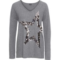 Sweter z gwiazdą z cekinów bonprix ciemnoszary. Swetry damskie marki KALENJI. Za 79.99 zł.
