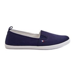 Tenisówki Trampki Slip-On Damskie Granatowe Adrancia niebieskie. Niebieskie trampki i tenisówki damskie bez wzorów, sportowe, bez zapięcia. Za 92.80 zł.