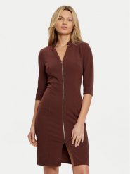 Rinascimento Sukienka koktajlowa CFC0121893003 Brązowy Slim Fit. Brązowe sukienki damskie Rinascimento, xs, bez wzorów, z syntetyku, wizytowe, bez kołnierzyka, bez ramiączek. Za 309.99 zł.