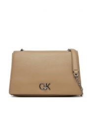 Calvin Klein Torebka Ck Medium Conv Chain Bag K60K612810 Beżowy. Brązowe torebki do ręki damskie Calvin Klein, bez wzorów, ze skóry, wizytowe, bez dodatków. Za 349.99 zł.