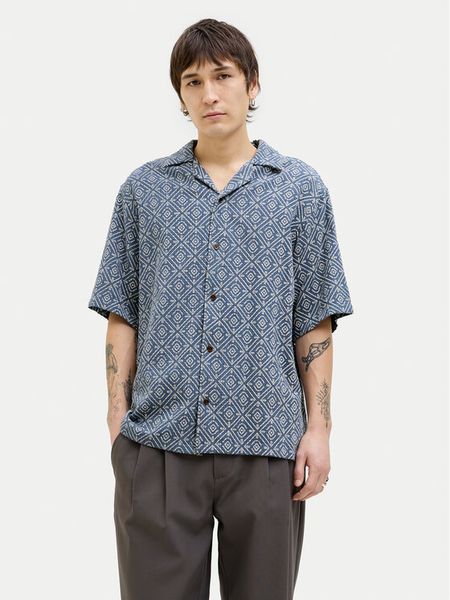 Jack & Jones Koszula Bluvincent 12273289 Niebieski Relaxed Fit. Niebieskie koszule męskie Jack & Jones, l, bez wzorów, z bawełny, bez kołnierzyka, bez ramiączek. Za 89.99 zł.