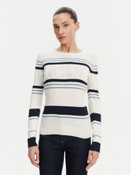 Guess Sweter W5GR18 Z2NQ2 Écru Slim Fit. Swetry damskie Guess, l, z aplikacjami, z wiskozy, bez kołnierzyka, bez ramiączek, bez kaptura. Za 189.99 zł.