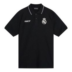 Real Madrid polo męskie. Czarne koszulki polo męskie Real Madrid, m, bez wzorów, z bawełny, sportowe, bez ramiączek. Za 177.99 zł.
