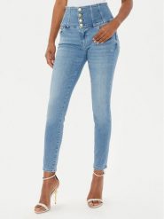 Guess Jeansy W4YA0M D5E42 Niebieski Skinny Fit. Niebieskie jeansy damskie Guess. Za 319.99 zł.