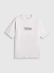 T-shirt loose z nadrukiem damski 4F 4FRSS26TTSHF4022. Białe t-shirty damskie 4f, l, bez wzorów, z bawełny, klasyczne, bez kołnierzyka. Za 45.99 zł.