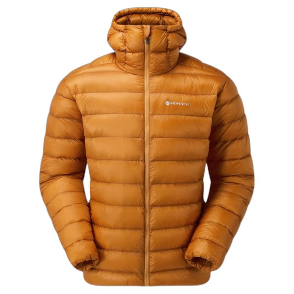 Kurtka puchowa z kapturem Montane Alpine 850 Lite. Brązowe kurtki męskie Montane, na zimę, l, bez wzorów, z materiału, z kapturem. Za 1,132.99 zł.