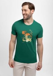 Koszulka z letnim nadrukiem T-ROAM. Zielone t-shirty męskie Volcano, na lato, l, bez wzorów, z bawełny, klasyczne, bez kołnierzyka. Za 59.99 zł.