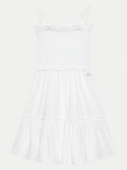 Guess Sukienka codzienna J4GK27 WG5S2 Biały Flare Fit. Białe sukienki dla dziewczynek Guess, z aplikacjami, z lyocellu, bez ramiączek. Za 199.99 zł.