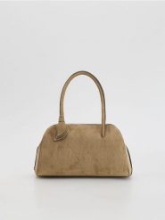 Torebka z imitacji zamszu - beżowy. Brązowe torebki do ręki damskie Reserved, bez wzorów, bez dodatków. Za 179.99 zł.