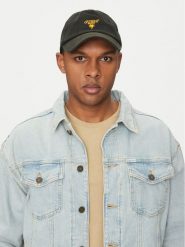 Guess Czapka z daszkiem F5GZ00 WO07T Czarny. Czarne rękawiczki męskie Guess, z aplikacjami, z bawełny. Za 79.99 zł.
